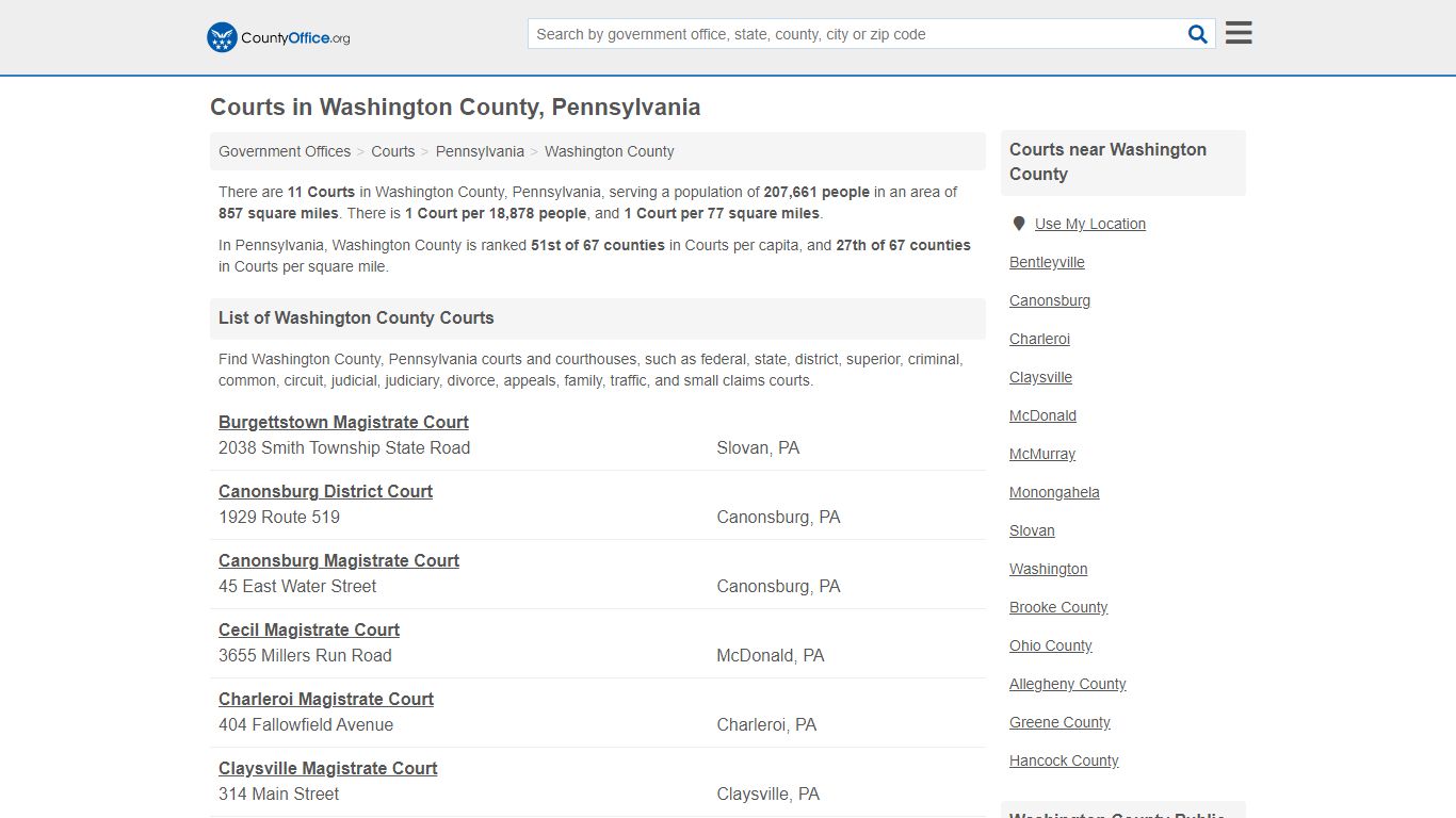 Courts - Washington County, PA (Court Records & Calendars)
